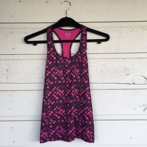 CHAMPION-RACER BACK WORKOUT TOP-ATHLETIC/YOGA/RUNNING BLACK/FUSCHIA SOFT/SILKY